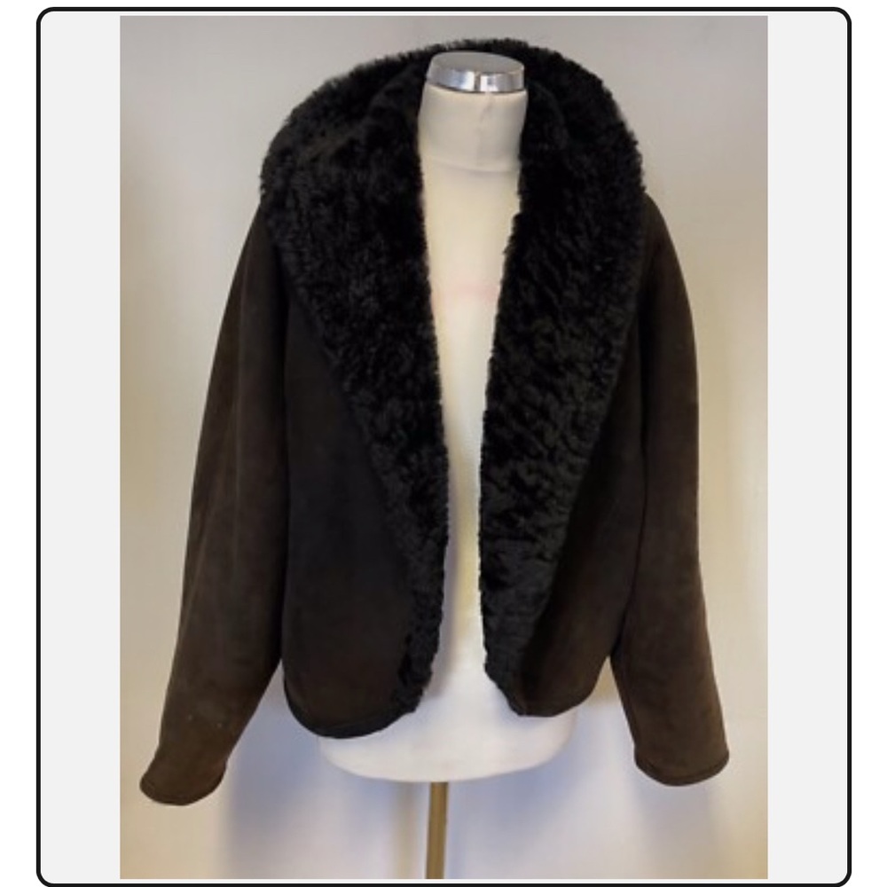 Nicole Farhi Sheepskin Women's Black Jacket US Sz 10 Anthropologie